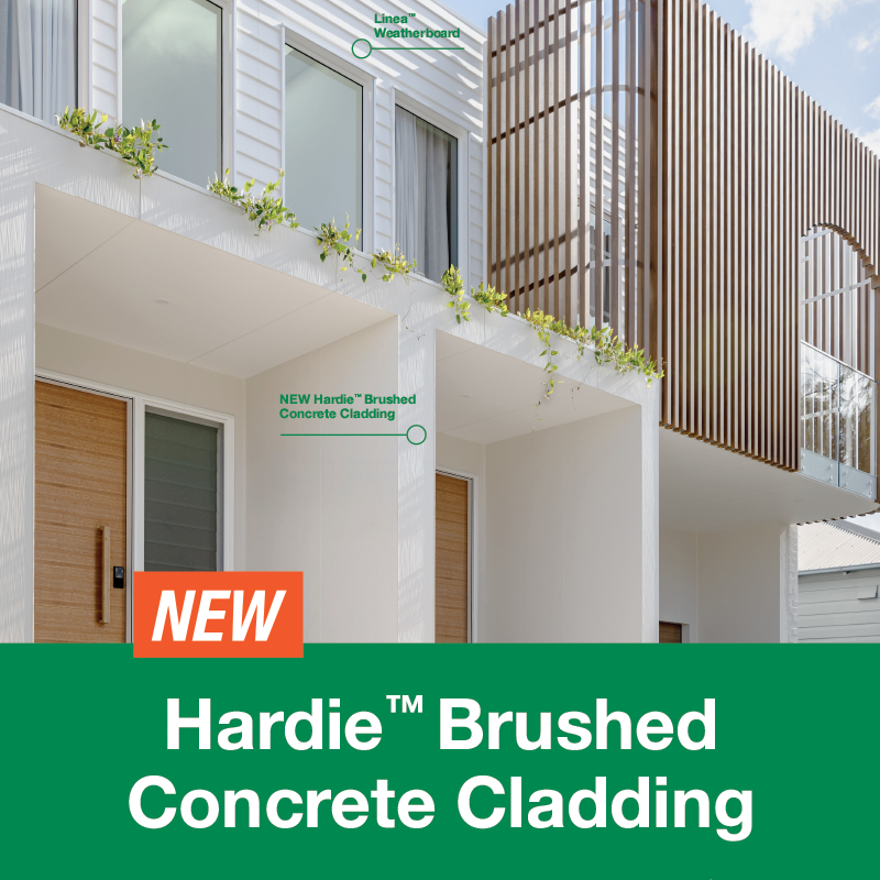 Hardie™ Brushed Concrete Cladding (James Hardie) - available from PlastaMasta Gold Coast, Southside & Toowoomba